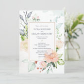 真夏ロマンチックな水の色の花模様結婚ズ 招待状 (スタンド正面)
