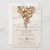 真夏期待機ニュートラルエアバルーンテディ赤ちゃんシャワー 招待状 (正面)