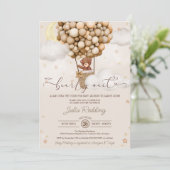 真夏期待機ニュートラルエアバルーンテディ赤ちゃんシャワー 招待状 (スタンド正面)