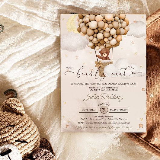 真夏期待機ニュートラルエアバルーンテディ赤ちゃんシャワー 招待状