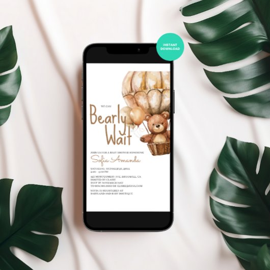 真夏期待機ニュートラルベビーアニマル赤ちゃんシャワー 招待状