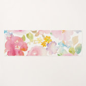 真夏|の水彩画のピンクの花柄 ヨガマット (正面(横))