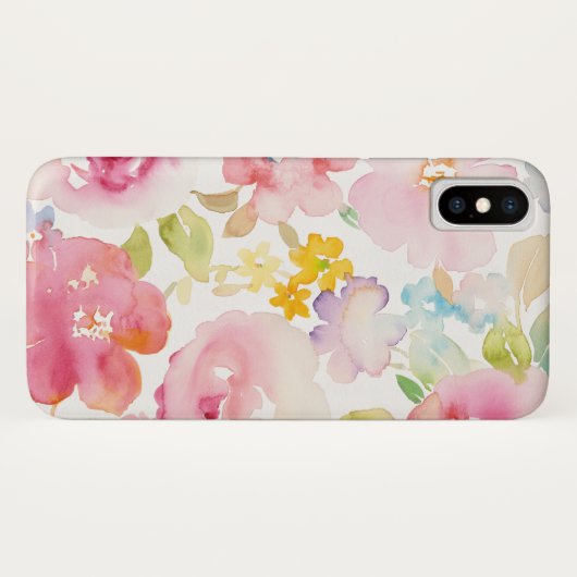 真夏|の水彩画のピンクの花柄 Case-Mate iPhoneケース (裏面(横))