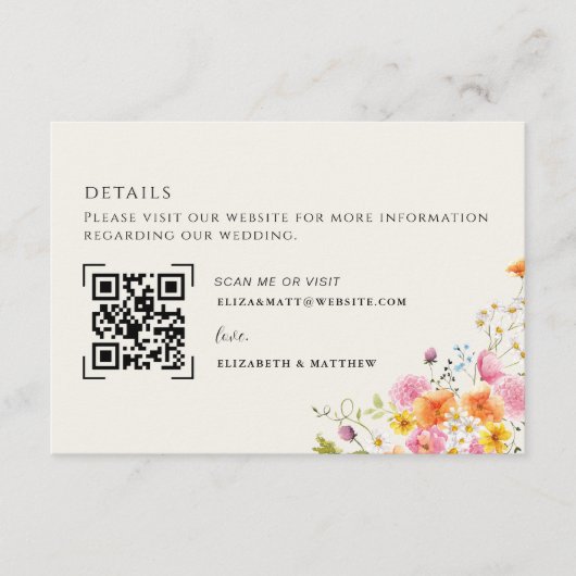 真夏 | ロマンチックな秋の花模様結婚ズのQR エンクロージャーカード (正面)