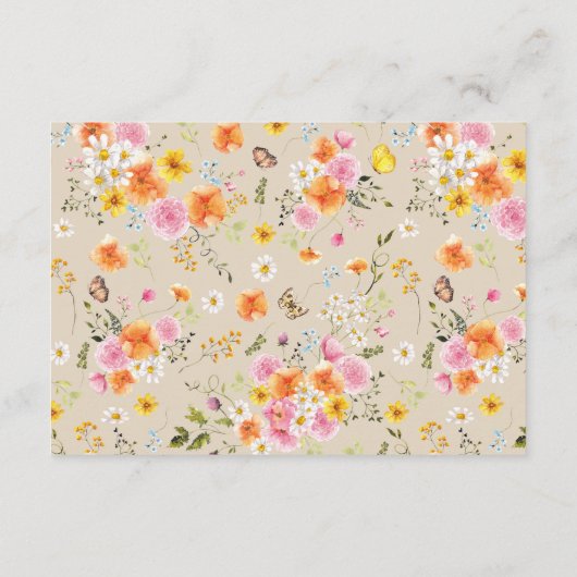 真夏 | ロマンチックな秋の花模様結婚ズのQR エンクロージャーカード (裏面)