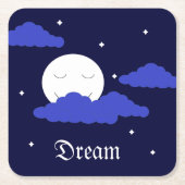 真夜中と星で満月 スクエアペーパーコースター (正面)