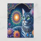 真夜中に星空を見上げる猫 ポストカード (正面)