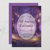 真夜中に魅惑された森の記念日のバイオレット 招待状 (正面/裏面)