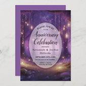 真夜中に魅惑された森の記念日のバイオレット 招待状 (正面/裏面)