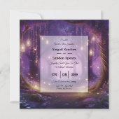 真夜中のすみれの魔法の森の結婚式 招待状 (正面)