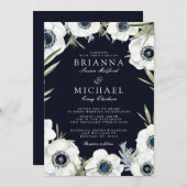 真夜中のアネモネの花の結婚式 招待状 (正面/裏面)
