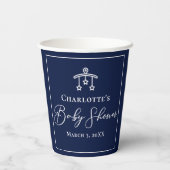 真夜中のエレガント青い赤ちゃんシャワーパーソナライズされた 紙コップ (裏面)