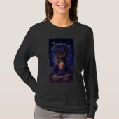 真夜中のココア 黒猫 長袖Tシャツ Tシャツ (正面)