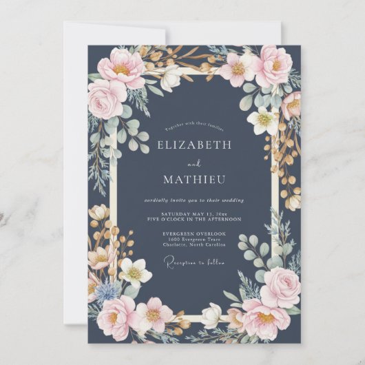 真夜中のゴールドボタン wedding 招待状 (正面)