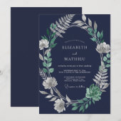 真夜中のシルバーリーフの結婚式 招待状 (正面/裏面)