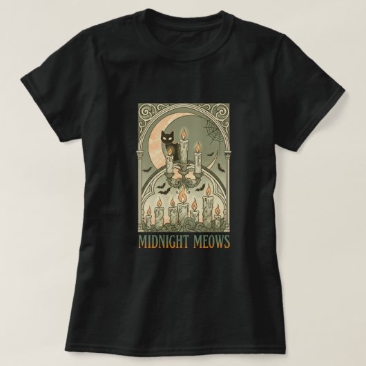 真夜中のニャンズ Tシャツ (デザイン正面)