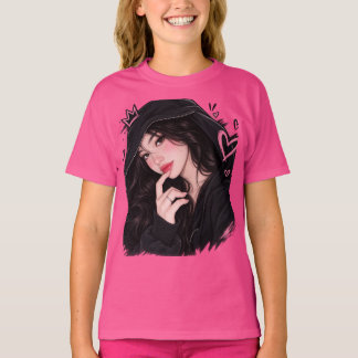 真夜中のハート ― アニメの女の子 Tシャツ