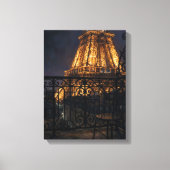 真夜中のパリ　エッフェル塔のバルコニー キャンバスプリント (正面)