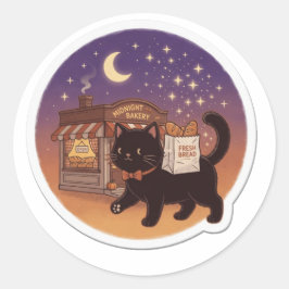 真夜中のパン屋さん 猫 ステッカー かわいい 黒猫 ビニール