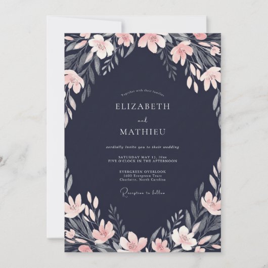 真夜中のピーチペイント ウェディング 招待状 (正面)