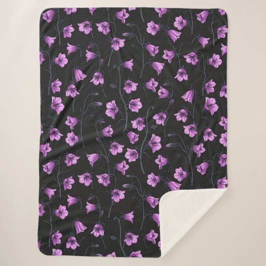 真夜中のブルーベル、ハレボルズ、ベルフラワーズ2 シェルパブランケット (正面)