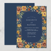 真夜中のマスタードの野の花の結婚式 招待状 (正面/裏面)