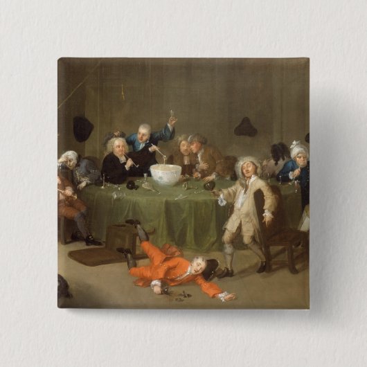 真夜中のモダンな会話、c.1732 (油はできます 缶バッジ (正面)