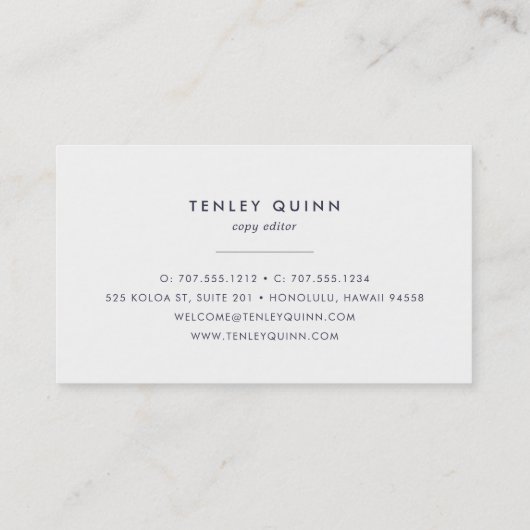 真夜中のモダン青い色ブロック 名刺 (裏面)