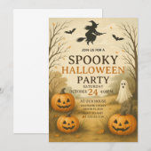 真夜中の不気味なハロウィンパーティーへの招待状 招待状 (正面/裏面)