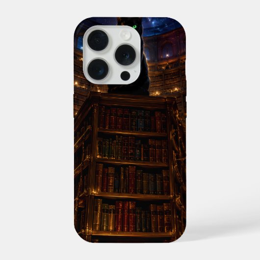 "真夜中の図書館の猫 iPhoneケース (裏面)