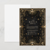 真夜中の天体ラグジュアリー ウェディング 出欠カード (正面/裏面)