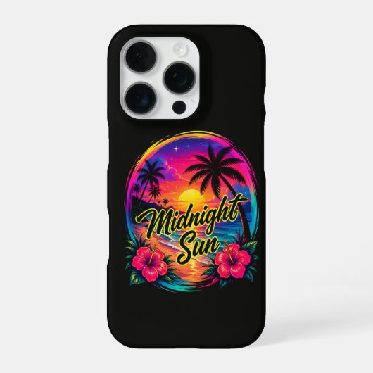 真夜中の太陽の熱帯ビーチのサンセット iPhoneケース (裏面)