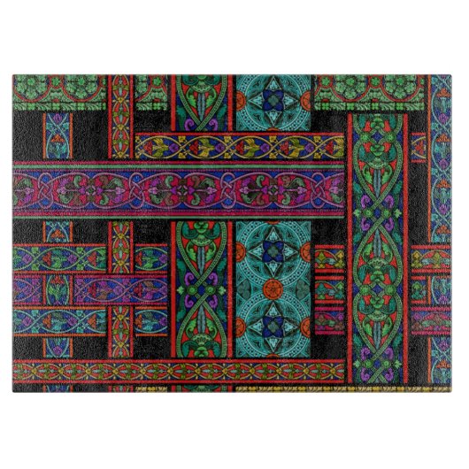 真夜中の太陽ステンドグラス切断板 カッティングボード (正面)