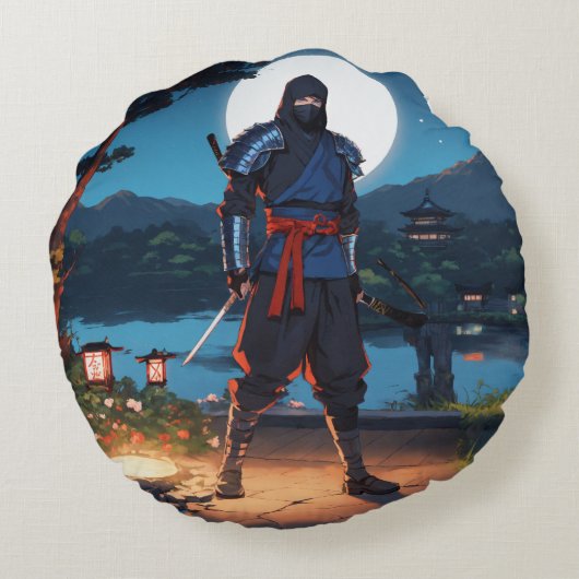真夜中の忍者戦士: ステルス忍者月光 ラウンドクッション (裏面)