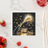 真夜中の時計と新年のシャンパン スタンダードカクテルナプキン (インサイチュ)