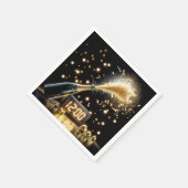 真夜中の時計と新年のシャンパン スタンダードカクテルナプキン (角)