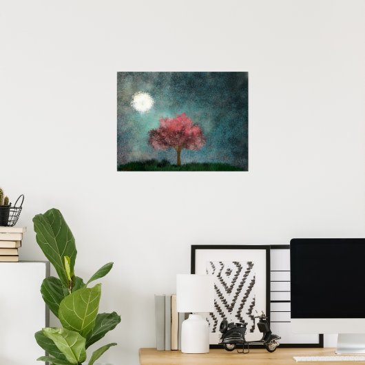 真夜中の月桃色 ポスター (ホームオフィス)