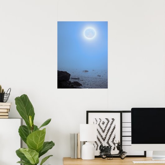 真夜中の月 | Arctic, Svalbard ポスター (ホームオフィス)