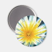 真夜中の朝の輝き 白い黄色の花 マグネット (正面/裏面)