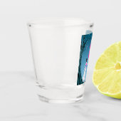 真夜中の木にかわいいバレリーナと猫 ショットグラス (左)