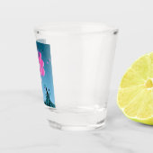 真夜中の木にかわいいバレリーナと猫 ショットグラス (右)