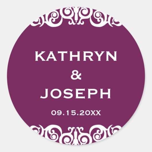 真夜中の梅ビクトリアン結婚式の引き出物ラベル ラウンドシール (正面)