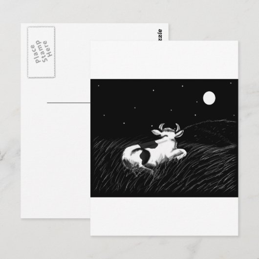 真夜中の牛 ポストカード (正面/裏面)