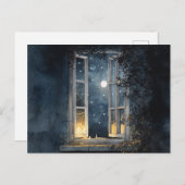 真夜中の窓ささやき» – 詩的な夜景のPos ポストカード (正面/裏面)