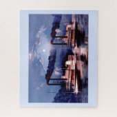 真夜中の競争の外輪汽船 ジグソーパズル (縦)