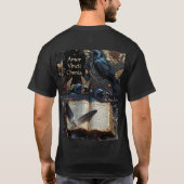 真夜中の紺色のデザインに止まるワタリガラス Tシャツ (裏面)