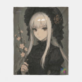 真夜中の花の乙女の優雅さ フリースブランケット (正面)