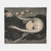 真夜中の花の乙女の優雅さ フリースブランケット (正面(横))