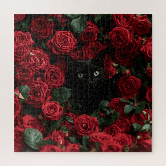 真夜中の花咲く猫たち ジグソーパズル (縦)