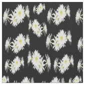 真夜中の花：白いサボテンの花（黒） ファブリック (クローズアップ)